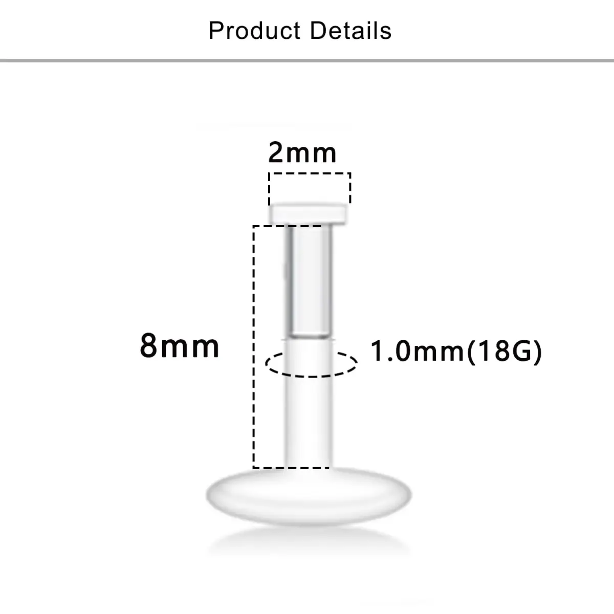 Lcolyoli Clear Nose Studs Retainers 18G (1.0mm) 8mm Length | Invisible Piercing Jewelry for Work & Sports - view 2