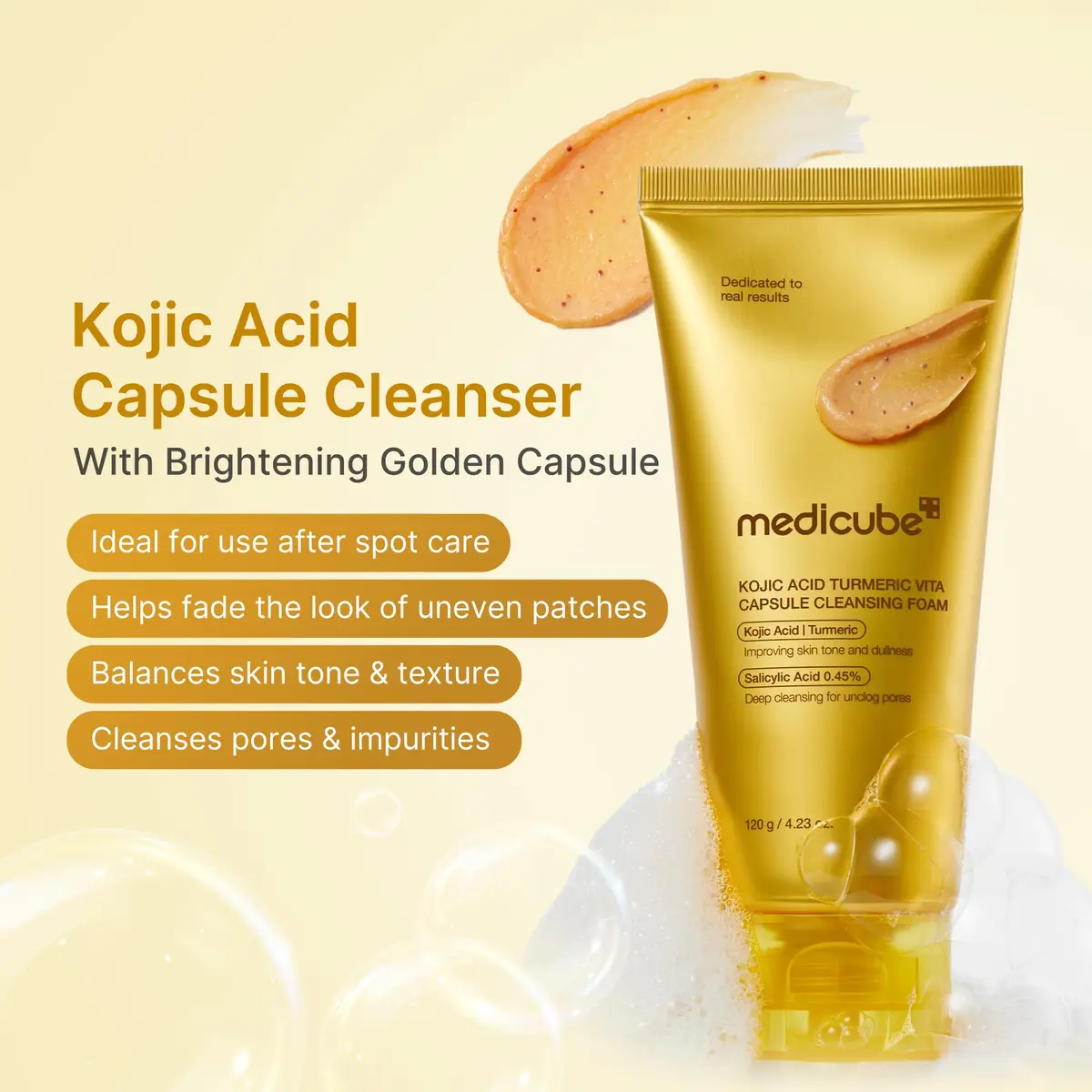 medicube Turmeric Capsule Foam Cleanser 125ml (4.23 Fl Oz) | Brightens & Balances Uneven Skin Tone - view 2