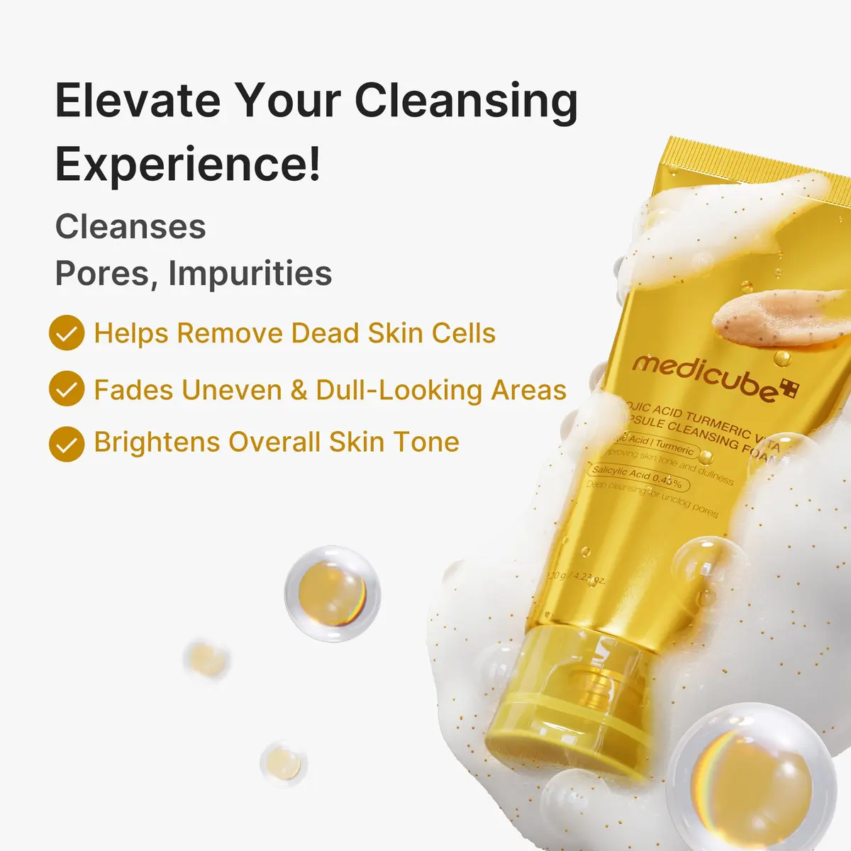 medicube Turmeric Capsule Foam Cleanser 125ml (4.23 Fl Oz) | Brightens & Balances Uneven Skin Tone - view 3