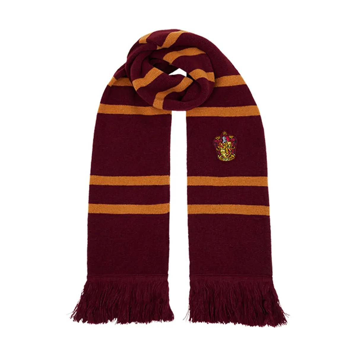 Harry Potter Gryffindor Red & Yellow Knitted Crest Scarf | 66" x 7" Warm Winter Accessory - main product image