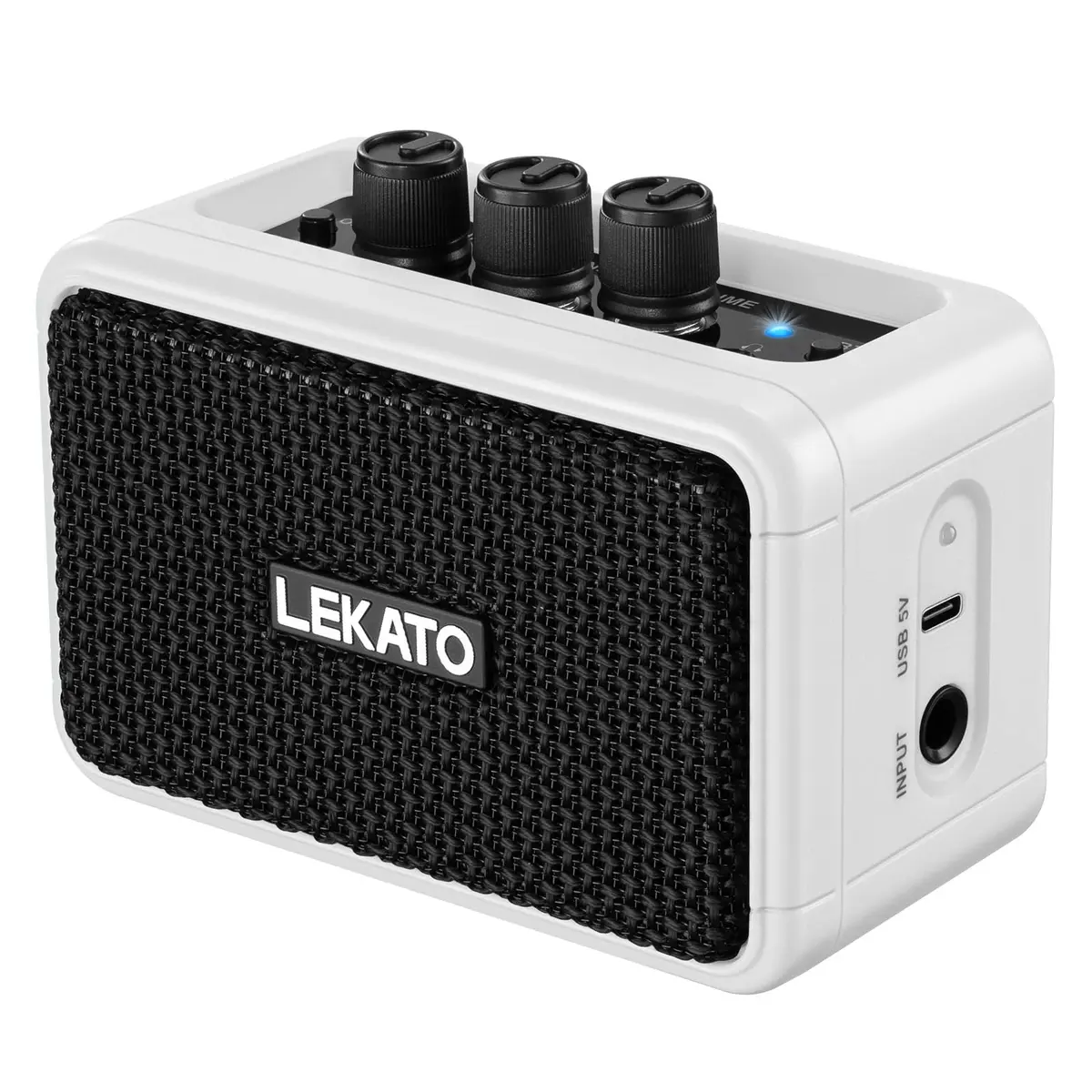 LEKATO AG-04 Mini Guitar Amplifier 5W (White) | Rechargeable Portable Amp with Bluetooth & Headphone Jack - main product image