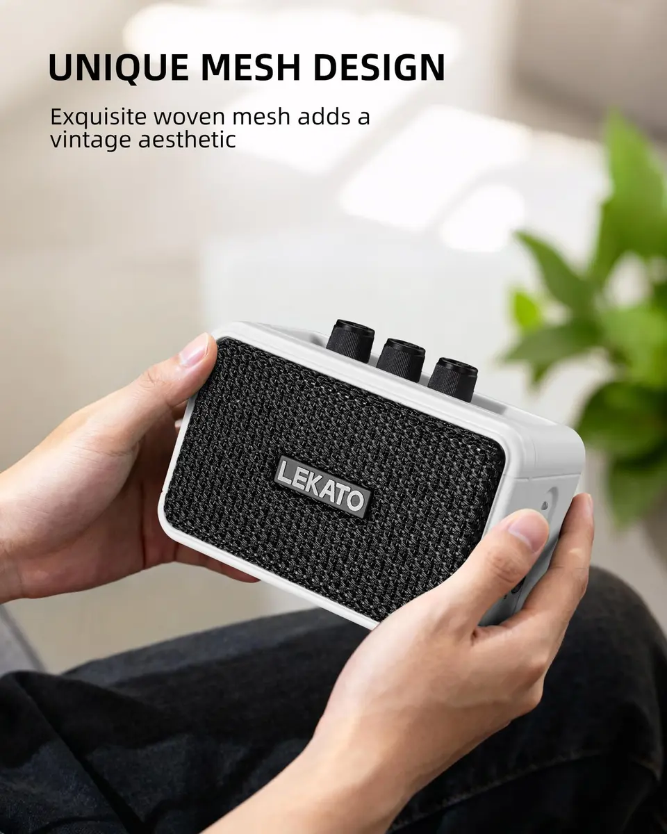 LEKATO AG-04 Mini Guitar Amplifier 5W (White) | Rechargeable Portable Amp with Bluetooth & Headphone Jack - view 5