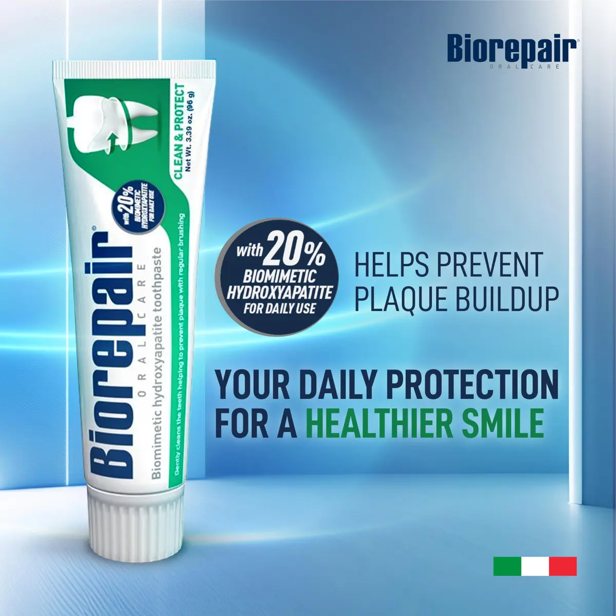 Biorepair Clean & Protect Hydroxyapatite Toothpaste 96g (3.39 Oz) | Fluoride-Free Enamel Care - view 2