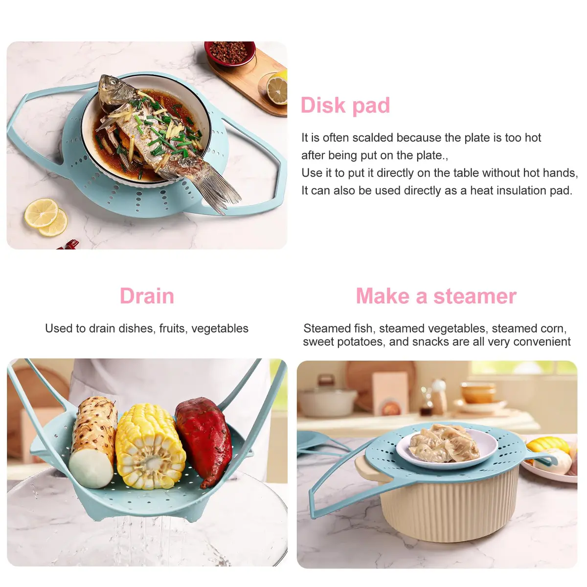 Vbvbip Collapsible Silicone Steamer Basket Small Size | Foldable Microwave Safe Kitchen Essential - view 5