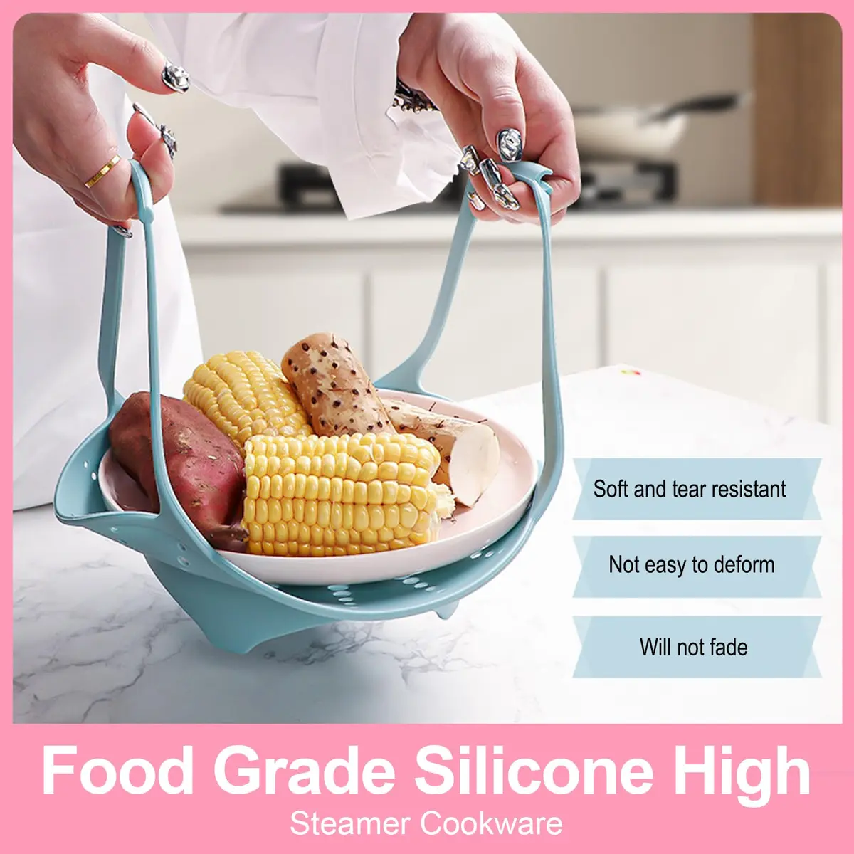 Vbvbip Collapsible Silicone Steamer Basket Small Size | Foldable Microwave Safe Kitchen Essential - view 6
