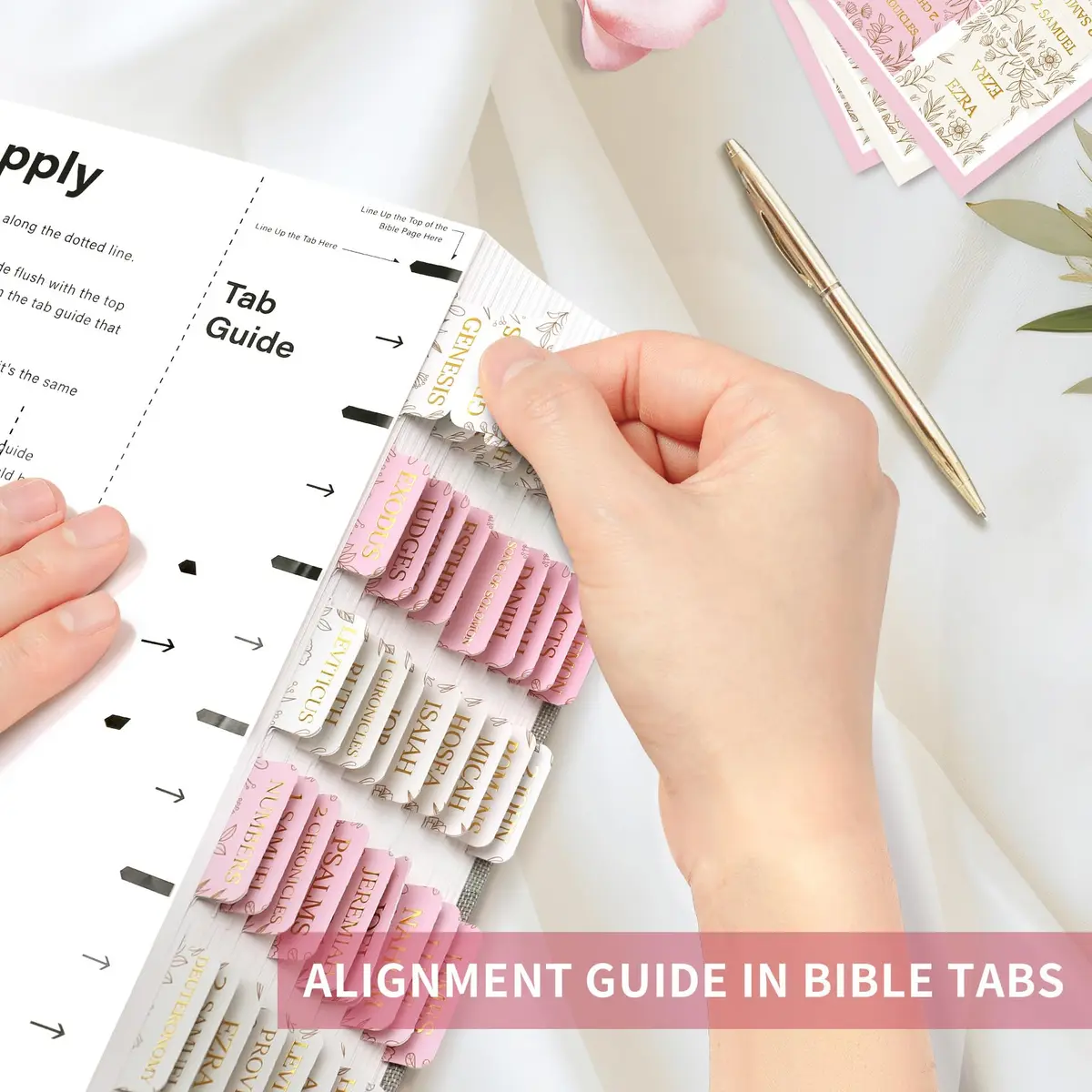 Taja Bible Tabs, 75 Large Print Index Tabs for Old & New Testament, Sketch Floral | Boho-Inspired Design - view 5