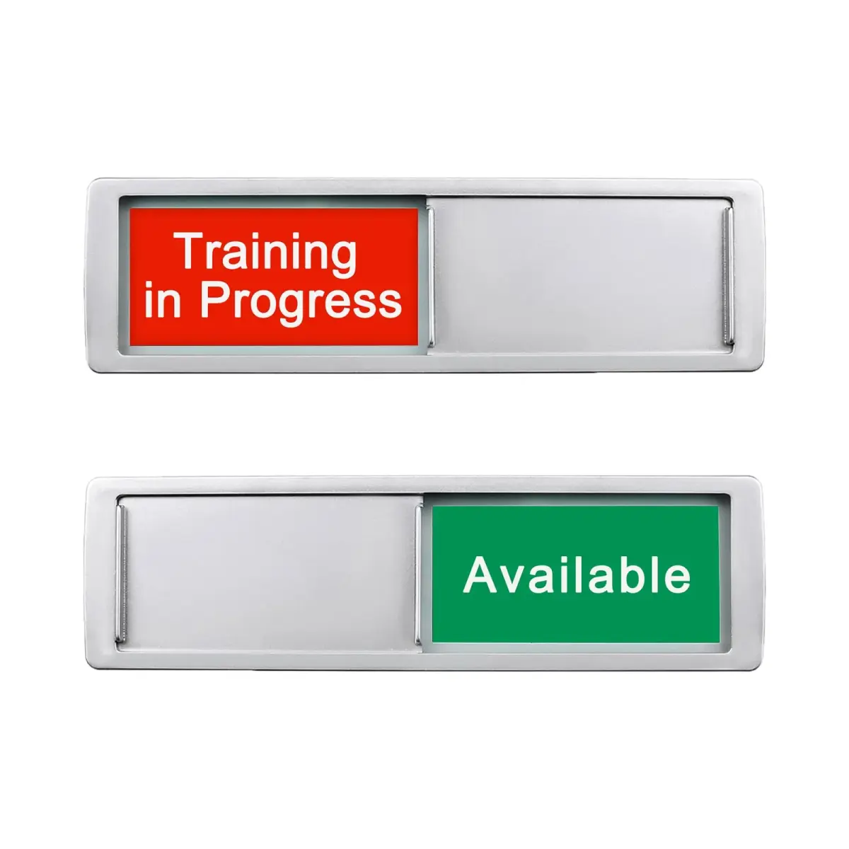 LoYinLo Training In Progress Available-Silver Door Sign 18cm x 5cm | Clear Privacy Indicator - main product image