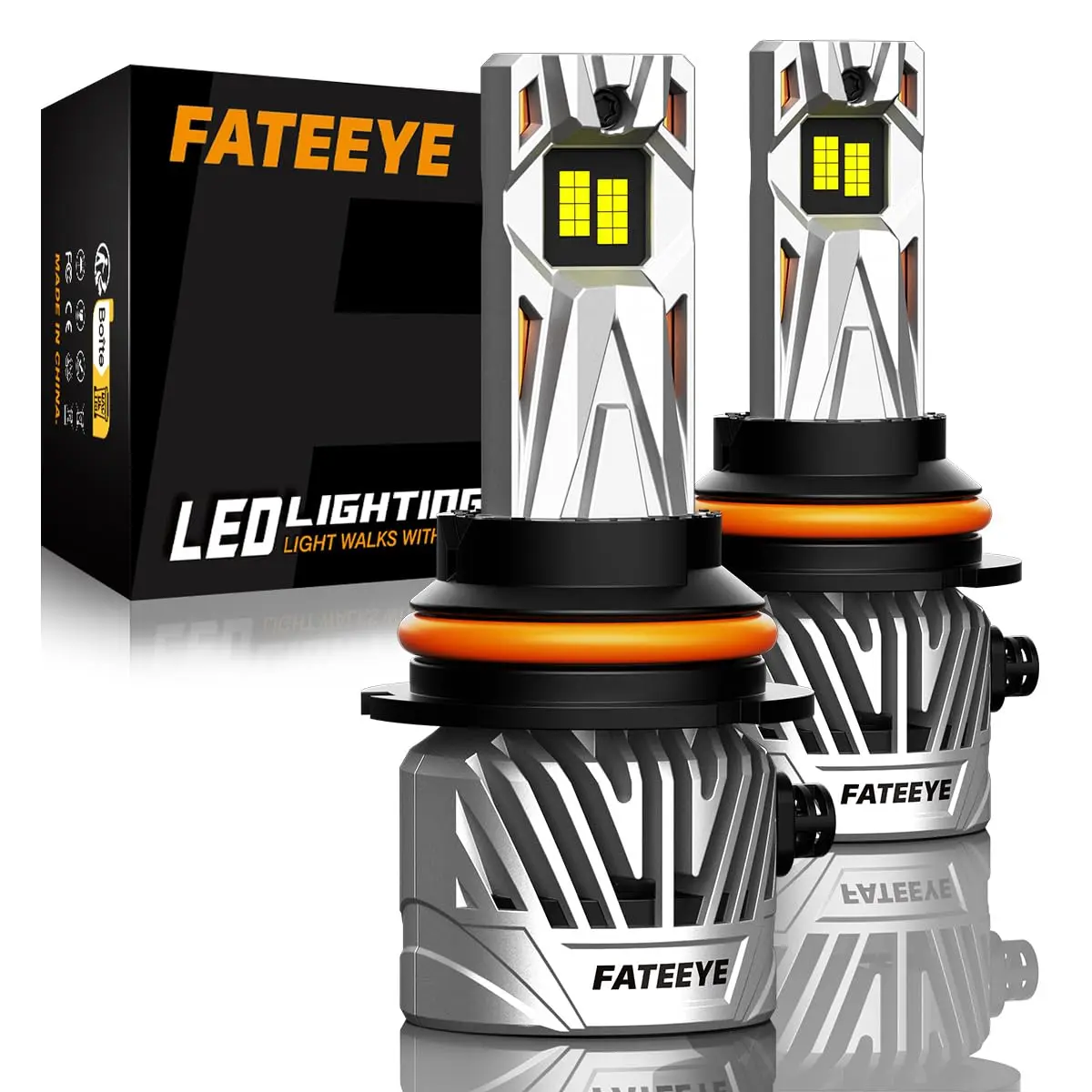 FateEye 9007 Fog Light Bulb 60000LM Super Bright with Fan | 130W, 6500K White, Pack of 2, No Adapter - main product image