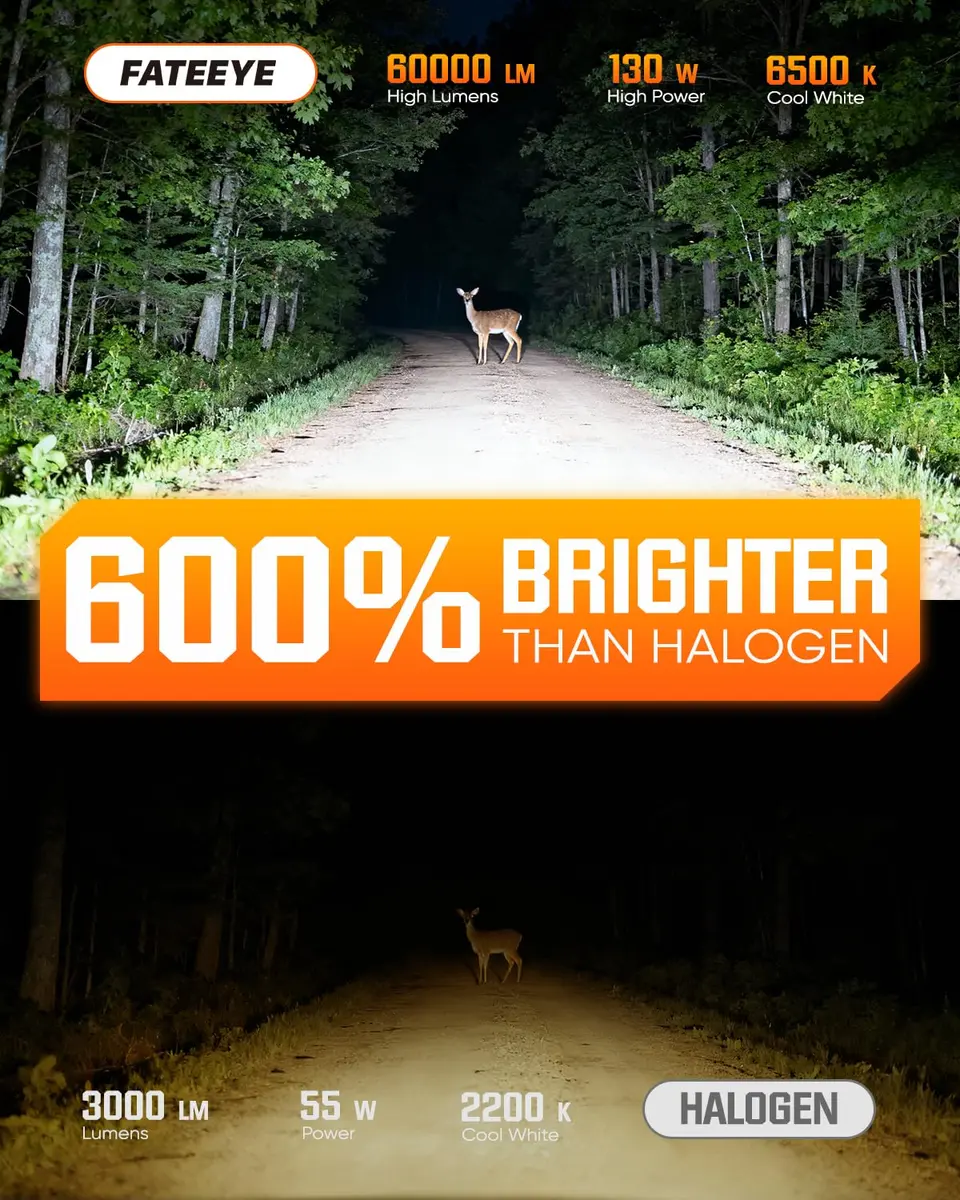 FateEye 9007 Fog Light Bulb 60000LM Super Bright with Fan | 130W, 6500K White, Pack of 2, No Adapter - view 2