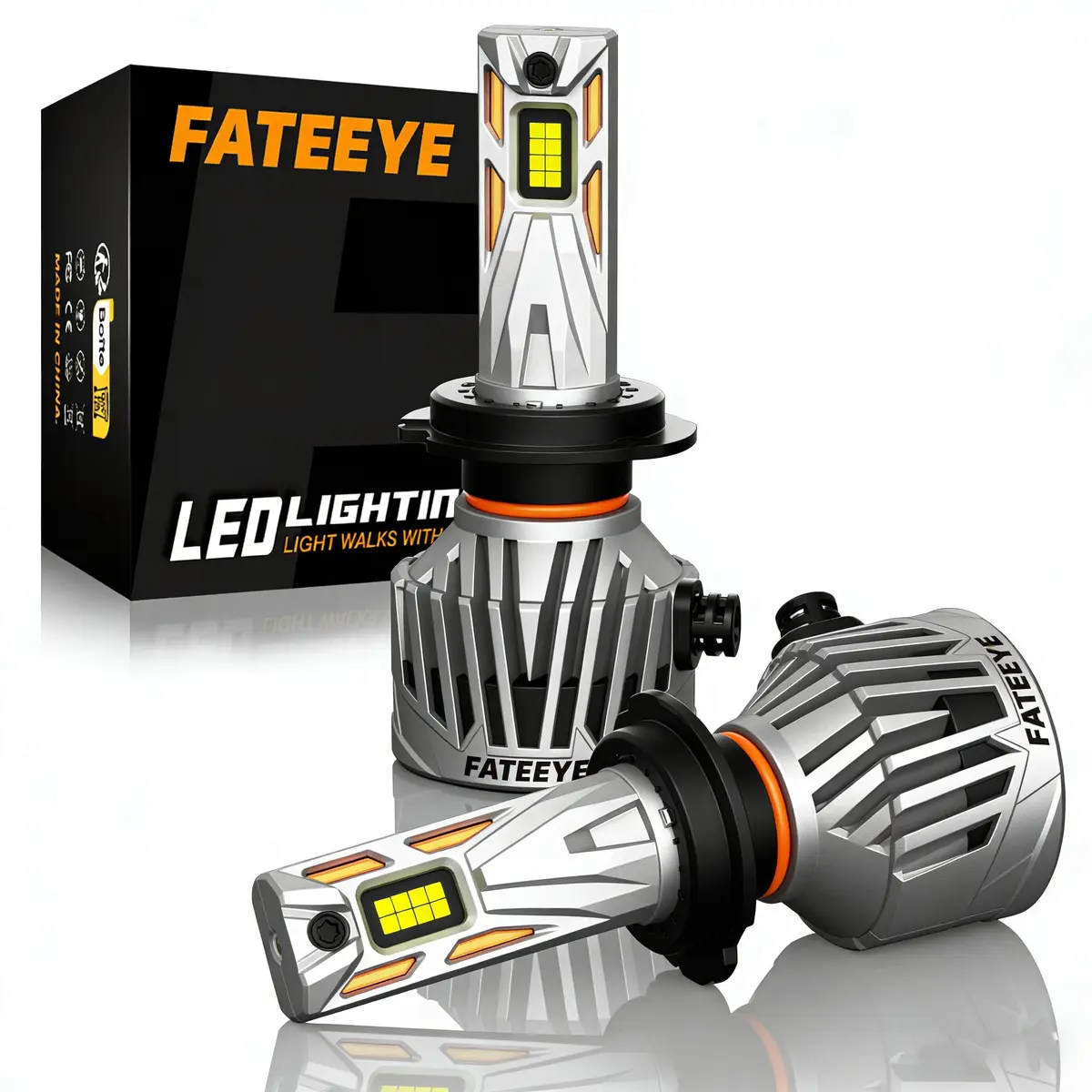 FateEye H7 Fog Light Bulb 60000LM | Super Bright 130W Fan, 6500K White, Pack of 2 - main product image