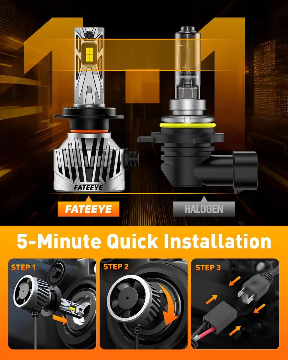 FateEye H7 Fog Light Bulb 60000LM | Super Bright 130W Fan, 6500K White, Pack of 2 - view 4