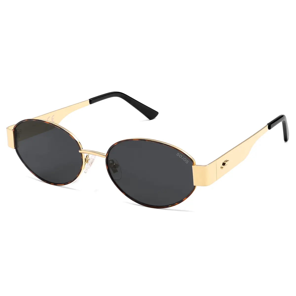 SOJOS Retro Oval Sunglasses for Women Trendy Classic 80s 90s Shades SJ1256 | UV400 Protection, Metal Frame, Versatile Style - main product image