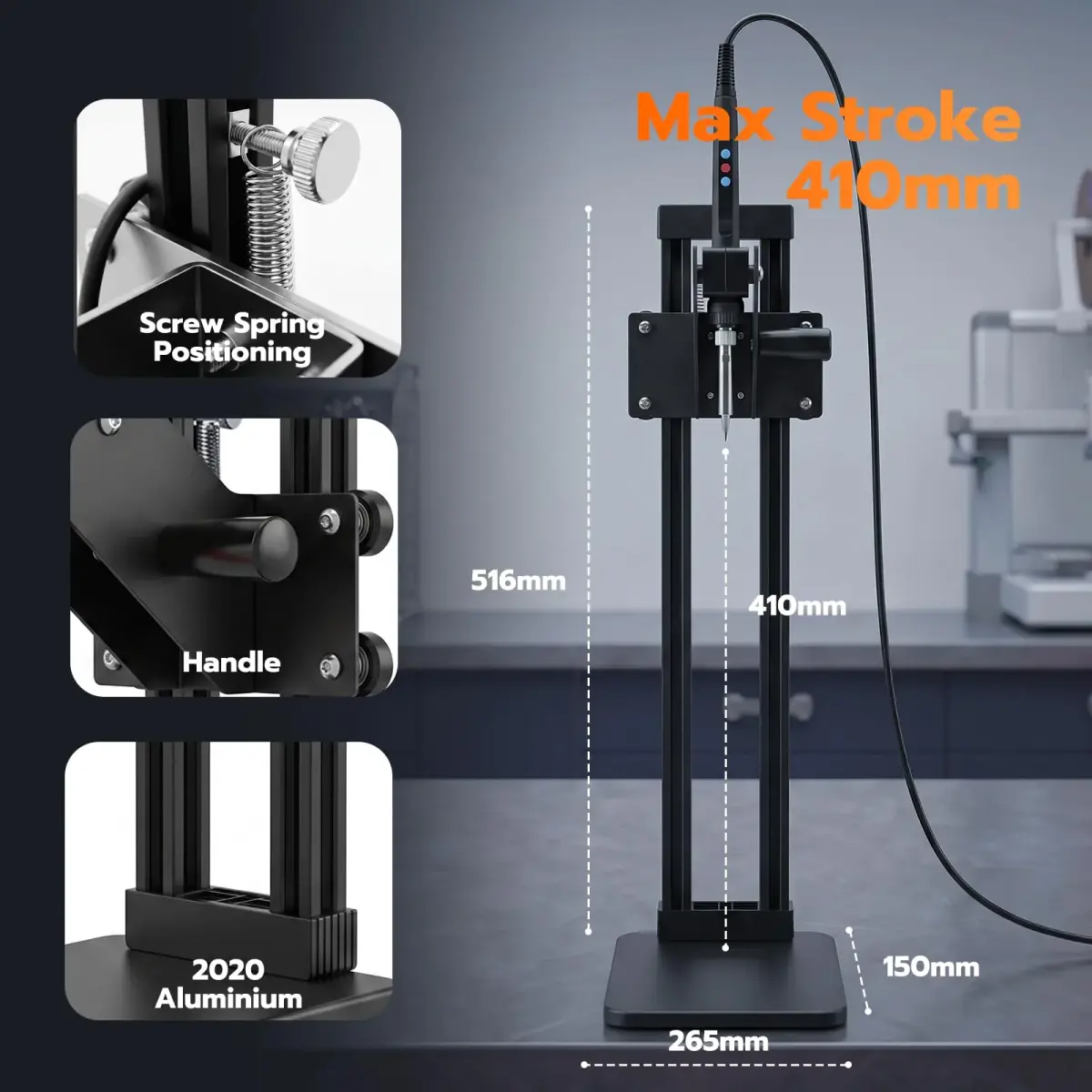 3DZWMAN Vertical Heat Press Machine with M2-M8 Heat Set Tips & Brass Inserts | 410mm Insertion Height, 2kg (4.4lb) - view 5