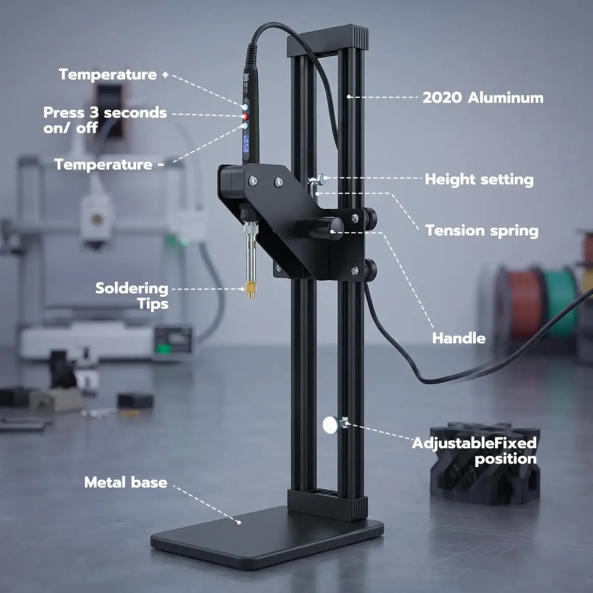 3DZWMAN Vertical Heat Press Machine with M2-M8 Heat Set Tips & Brass Inserts | 410mm Insertion Height, 2kg (4.4lb) - view 2