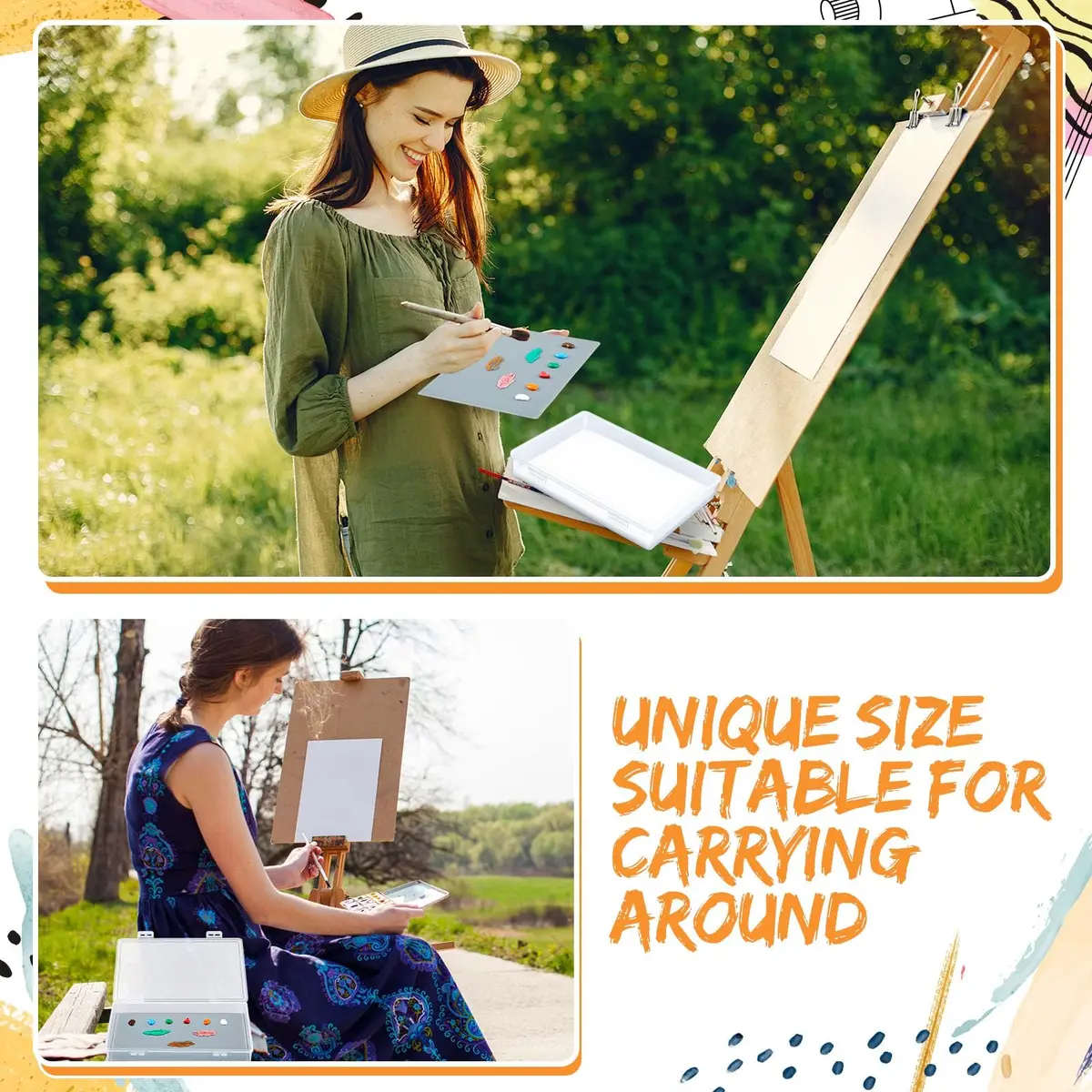 Nuanchu Glass Oil Paint Palette with Airtight Lid 34.8 cm x 24 cm (13.7" x 9.4") | Grey Tempered Glass for Oil, Acrylic, Watercolor - view 7