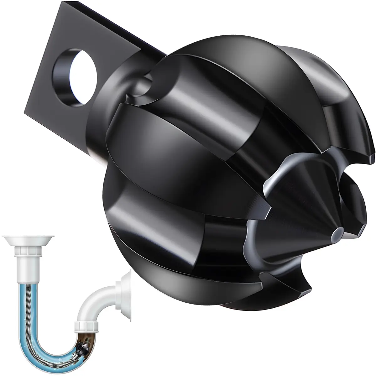 Enhon 1.2" Spiral Root Cutter Attachment for Drain Augers, 4.3 cm (1.77") Black | Fits 1.5–3" Pipes, Clears Scale & Small Roots - main product image