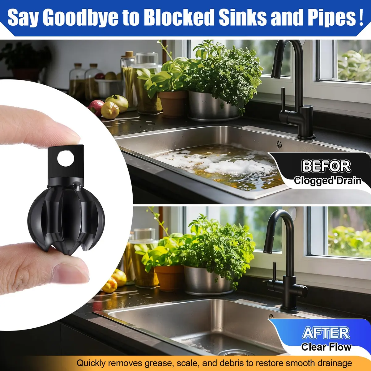 Enhon 1.2" Spiral Root Cutter Attachment for Drain Augers, 4.3 cm (1.77") Black | Fits 1.5–3" Pipes, Clears Scale & Small Roots - view 5