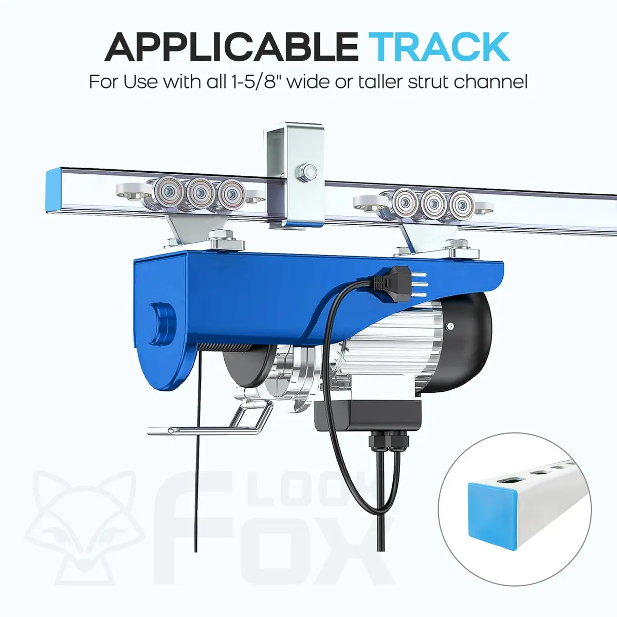 LookFox 6+2 Wheel Hoist Trolley,Anti-Lock&Anti-Fall, 4pack Unistrut Trolley | Heavy-Duty Material Handling - view 5