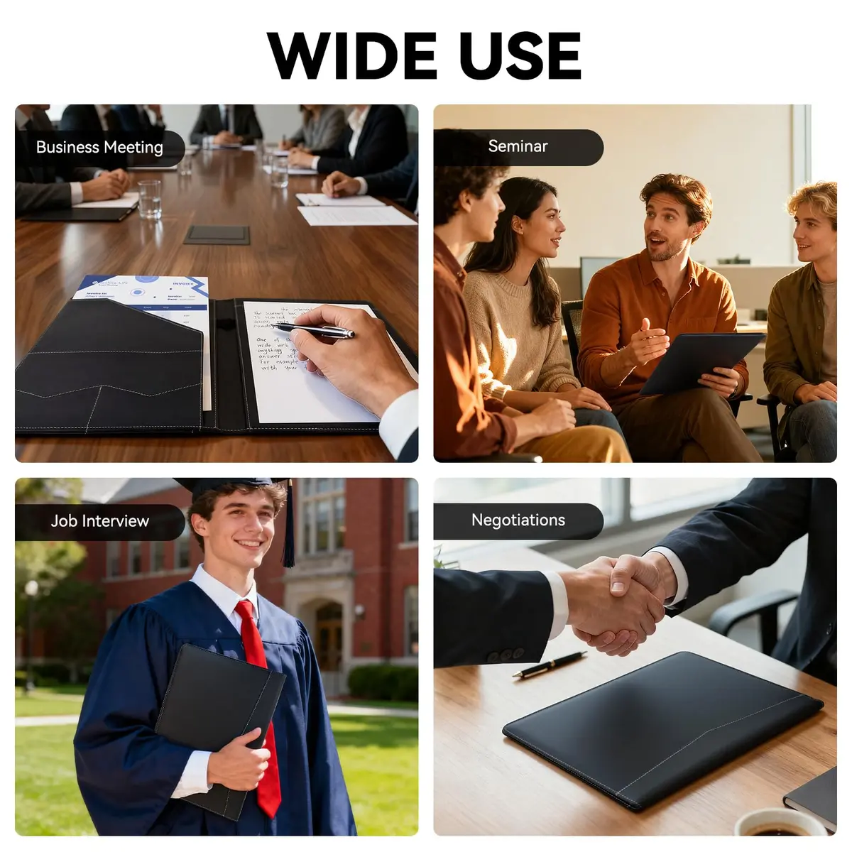 WRIYES Professional Padfolio Portfolio Folder | Faux Leather, Letter-Size, Slim & Durable - view 5