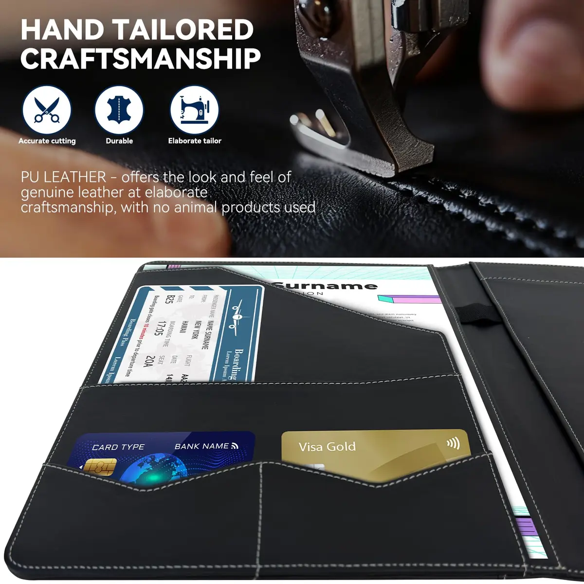 WRIYES Professional Padfolio Portfolio Folder | Faux Leather, Letter-Size, Slim & Durable - view 6