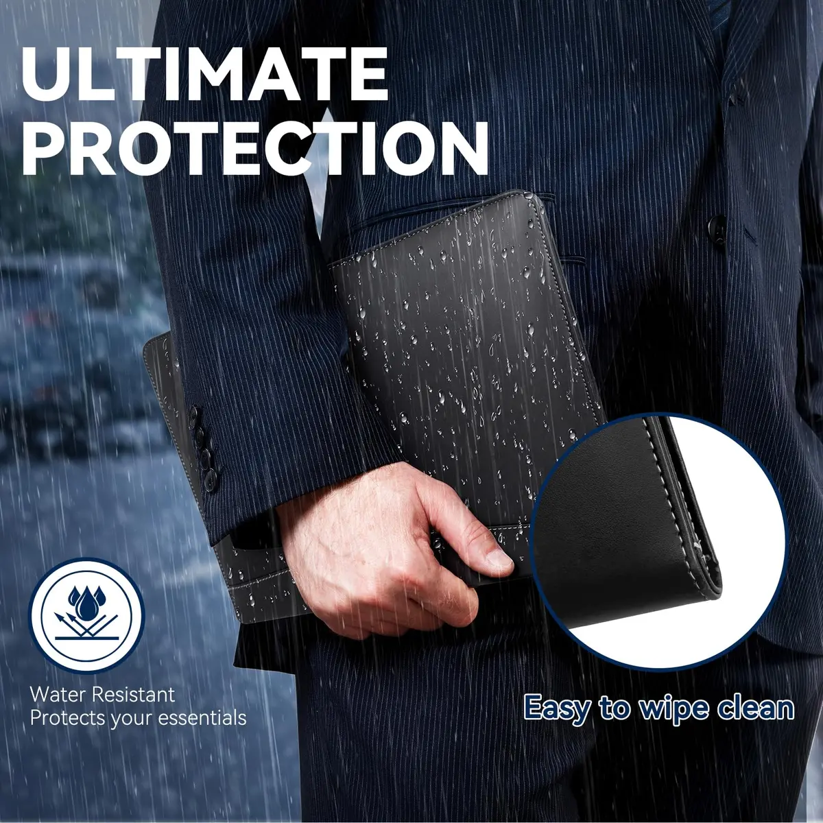 WRIYES Professional Padfolio Portfolio Folder | Faux Leather, Letter-Size, Slim & Durable - view 3