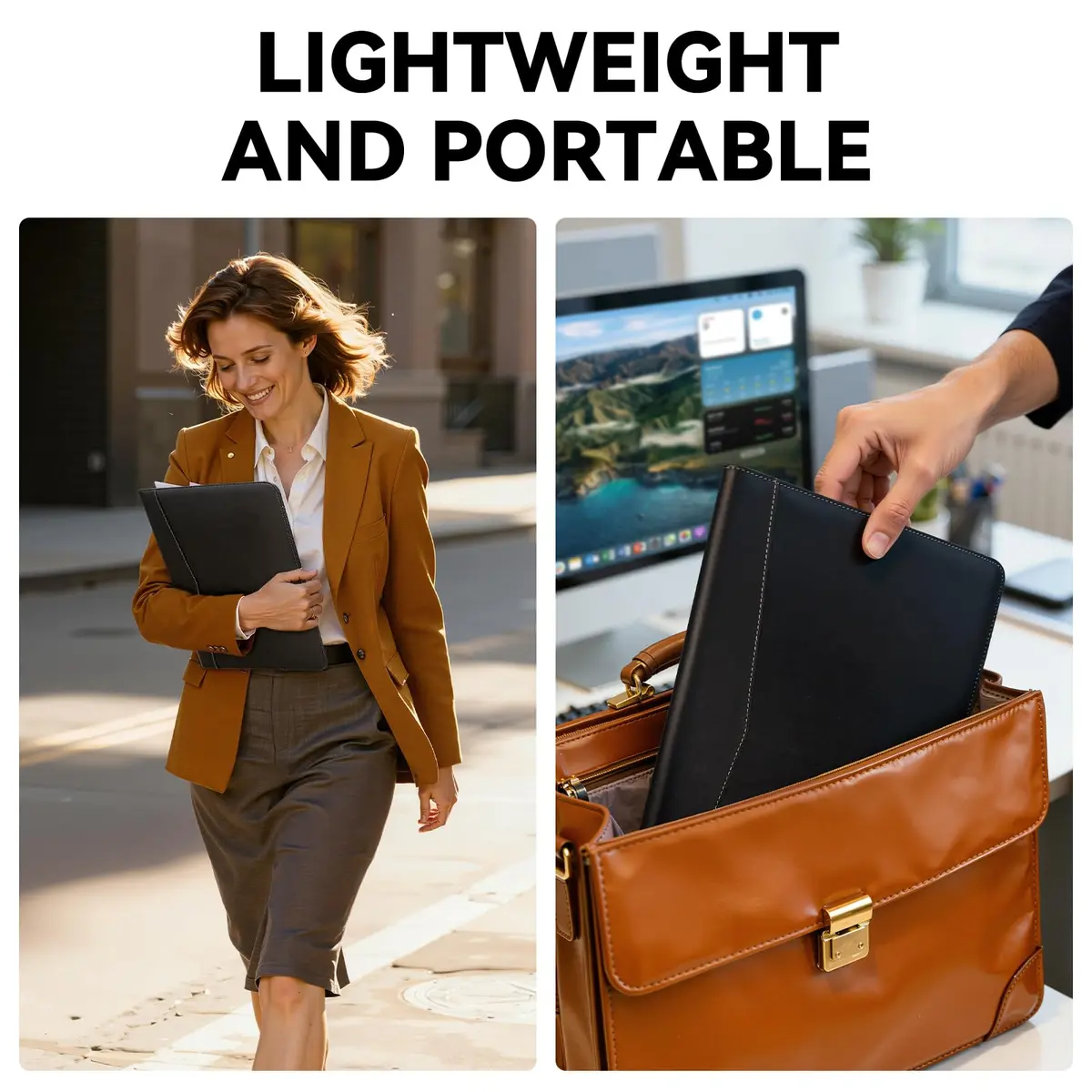 WRIYES Professional Padfolio Portfolio Folder | Faux Leather, Letter-Size, Slim & Durable - view 4