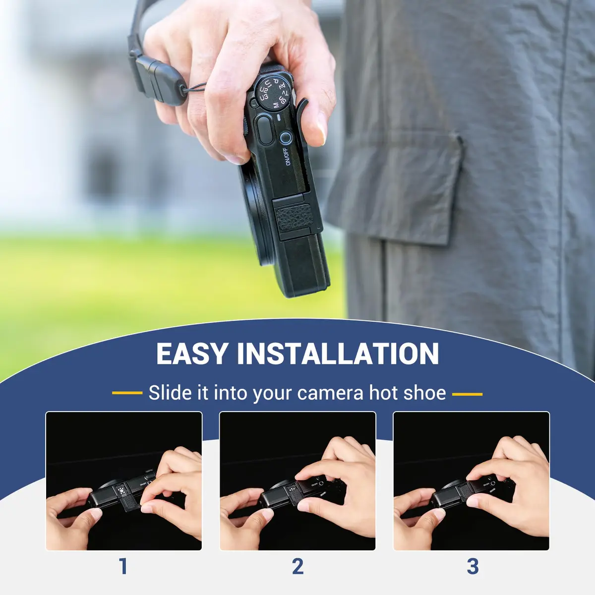 JJC Metal Thumb Up Grip for Ricoh GR IV GR4 HDF Monochrome Digital Camera | Secure Hot Shoe Mount for Steady Shooting - view 6