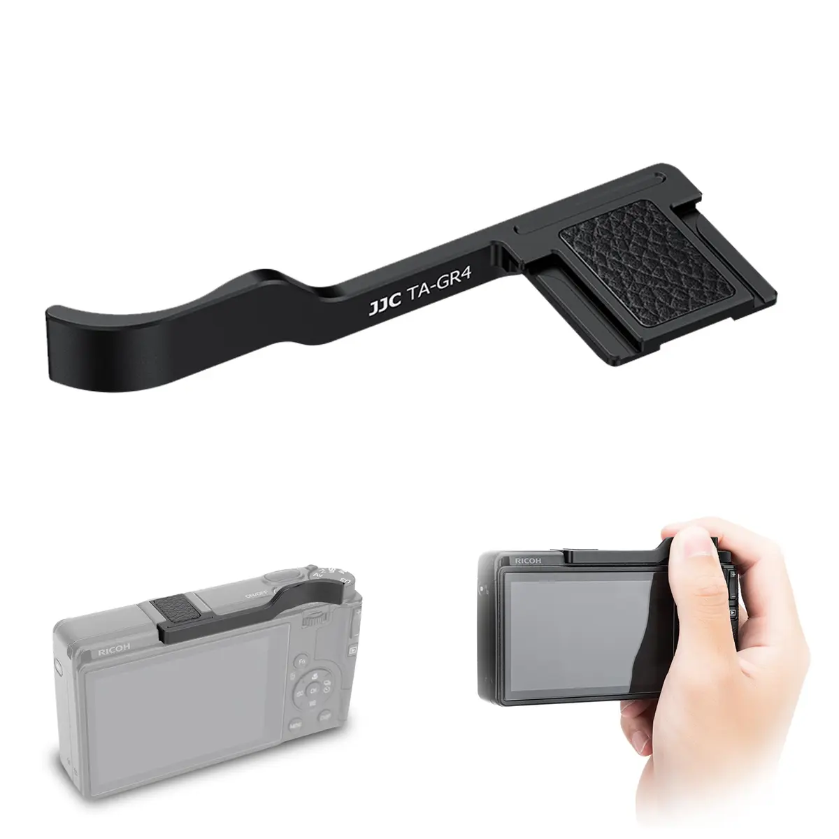JJC Metal Thumb Up Grip for Ricoh GR IV GR4 HDF Monochrome Digital Camera | Secure Hot Shoe Mount for Steady Shooting - main product image