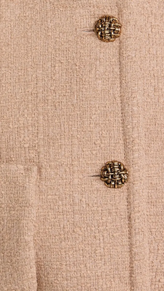 ba&sh Meredith Jacket, Camel, Size 4 | Boxy Cut with Round Neck & Jewel Buttons - view 6