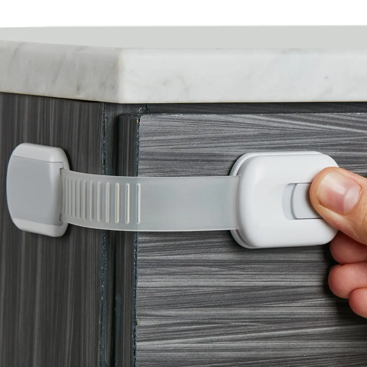 Wappa Child Safety Strap Locks (8 Pack) Baby Locks for Cabinets & Drawers | No Drilling, Easy Install, White/Gray - main product image