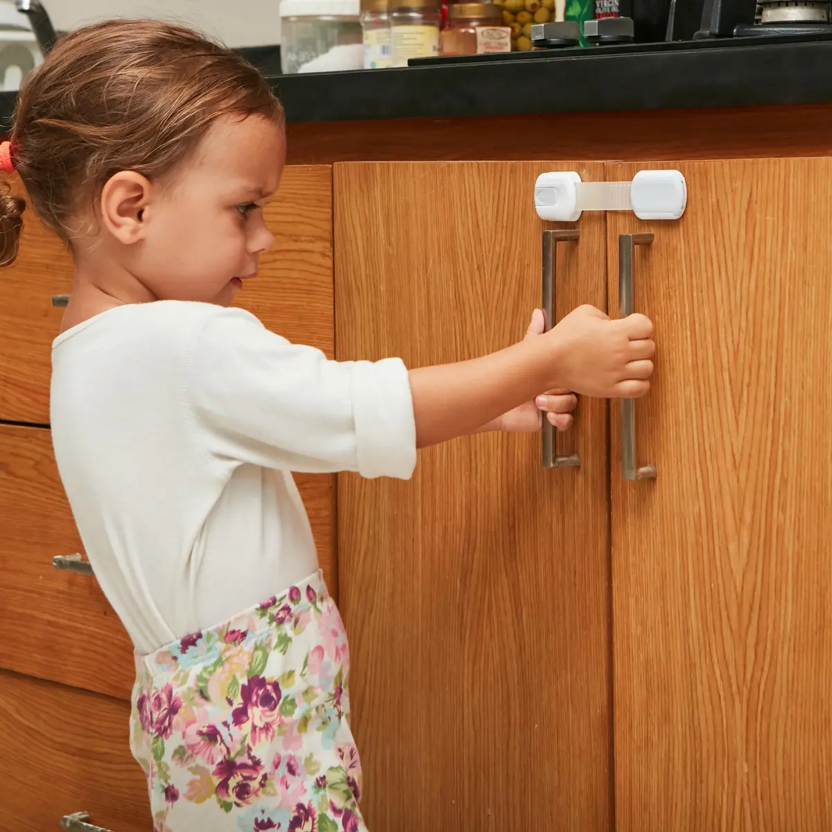 Wappa Child Safety Strap Locks (8 Pack) Baby Locks for Cabinets & Drawers | No Drilling, Easy Install, White/Gray - view 8