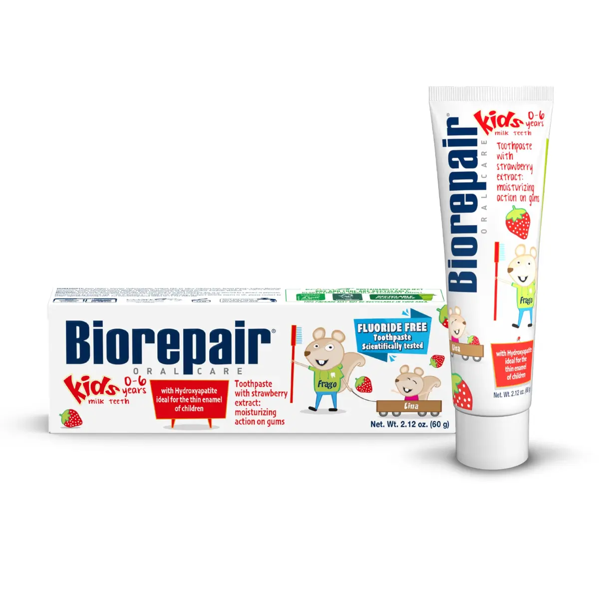 Biorepair Kids Toothpaste Strawberry 60g (2.12 Oz) | Hydroxyapatite Enamel Protection - main product image