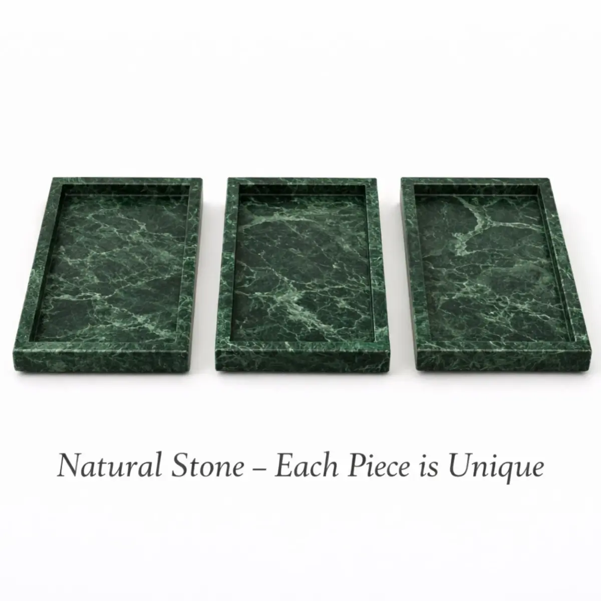 KC KULLICRAFT Natural Green Marble Tray 30cm (12" x 8") | Solid Stone Organizer for Kitchen & Bath - view 9