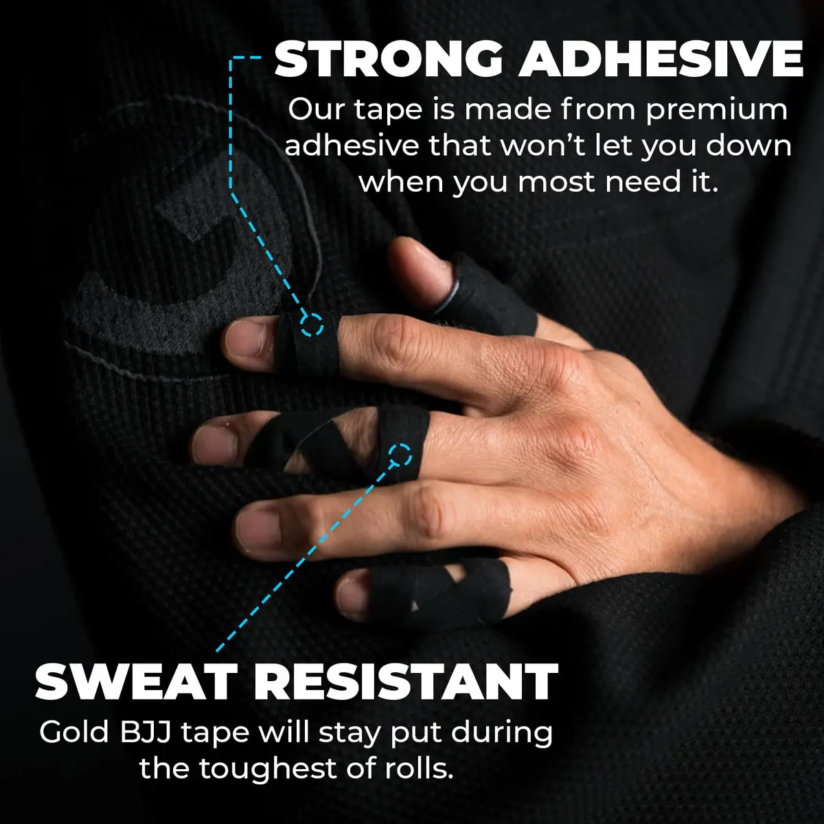 Gold BJJ Jiu Jitsu Tape - Strong Athletic Finger Tape, ½" x 30' | Protect Fingers & Toes in MMA, Wrestling, Rock Climbing - view 3