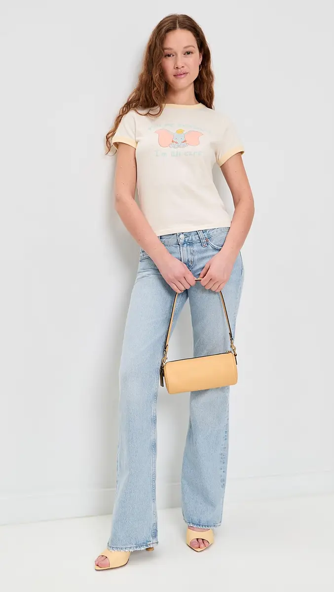 RE/DONE Womens 60s Slim Ringer TEE Dumbo | Crew Neck, Vintage White, Large - view 5