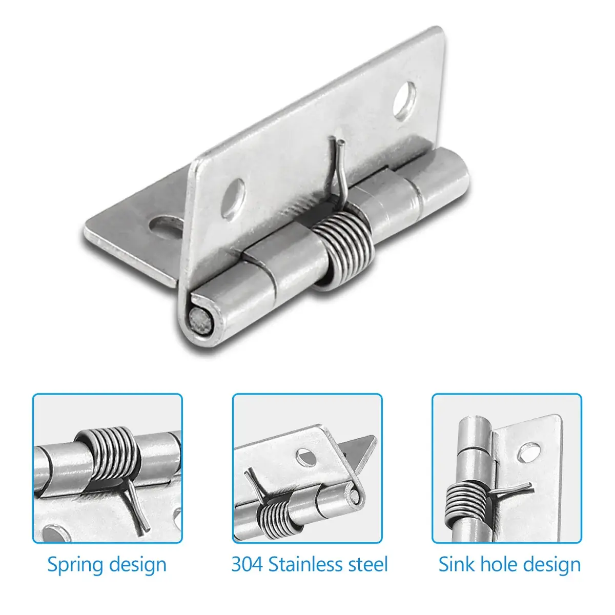 Luomorgo Self Closing Spring Hinges 50mm (2 Inch) 304 Stainless Steel | Pack of 8 Cabinet Door Hinges - view 5