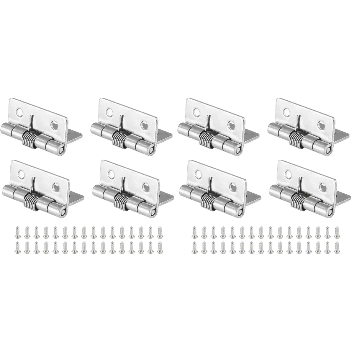 Luomorgo Spring Loaded Cabinet Hinges 40mm (1.57 Inch) Stainless Steel Self Closing | Pack of 8 Hinges with Screws - main product image