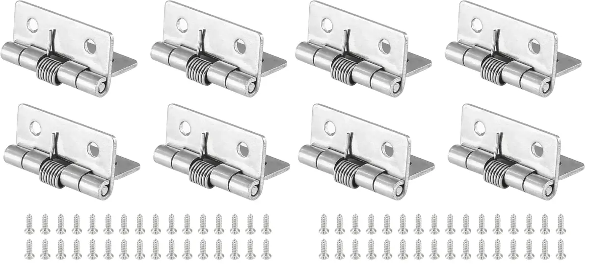Luomorgo Spring Loaded Cabinet Hinges 40mm (1.57 Inch) Stainless Steel Self Closing | Pack of 8 Hinges with Screws - main product image