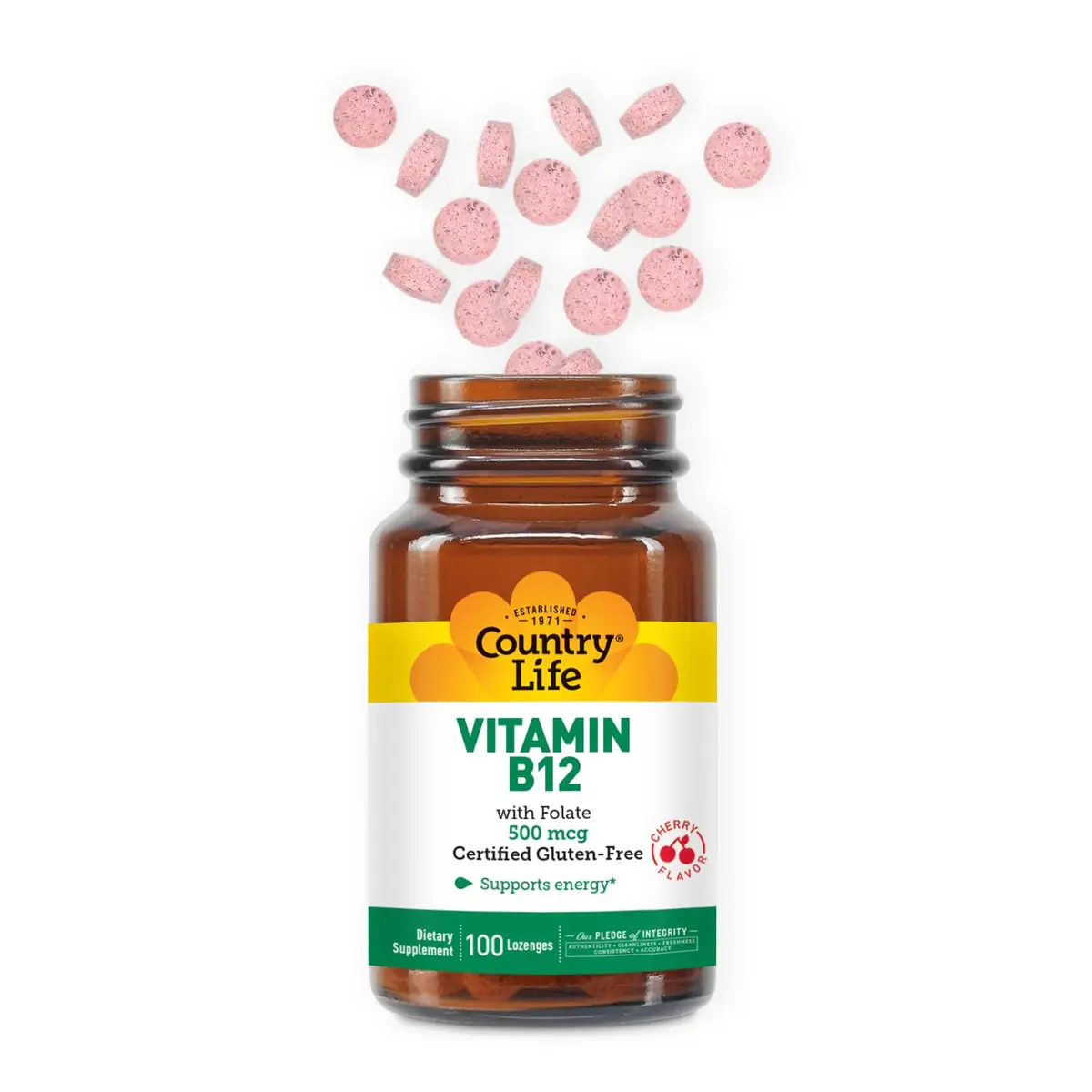 Country Life Vitamin B12 with Folate 500mcg | Supports Energy & Red Blood Cell Production (Pack of 2) - view 6