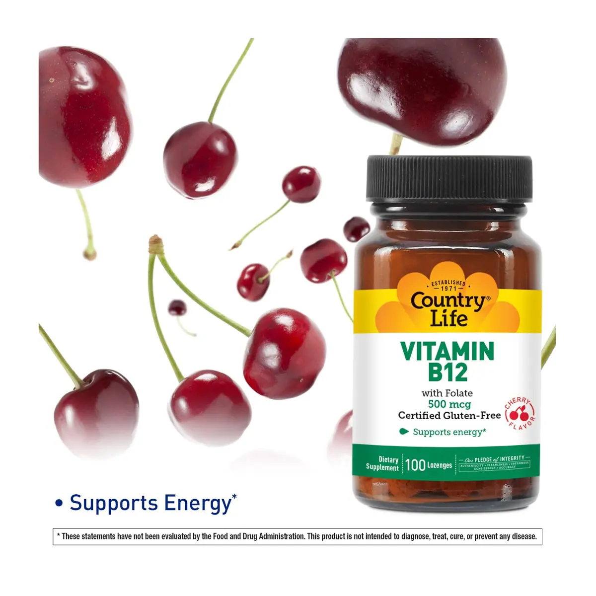 Country Life Vitamin B12 with Folate 500mcg | Supports Energy & Red Blood Cell Production (Pack of 2) - view 2