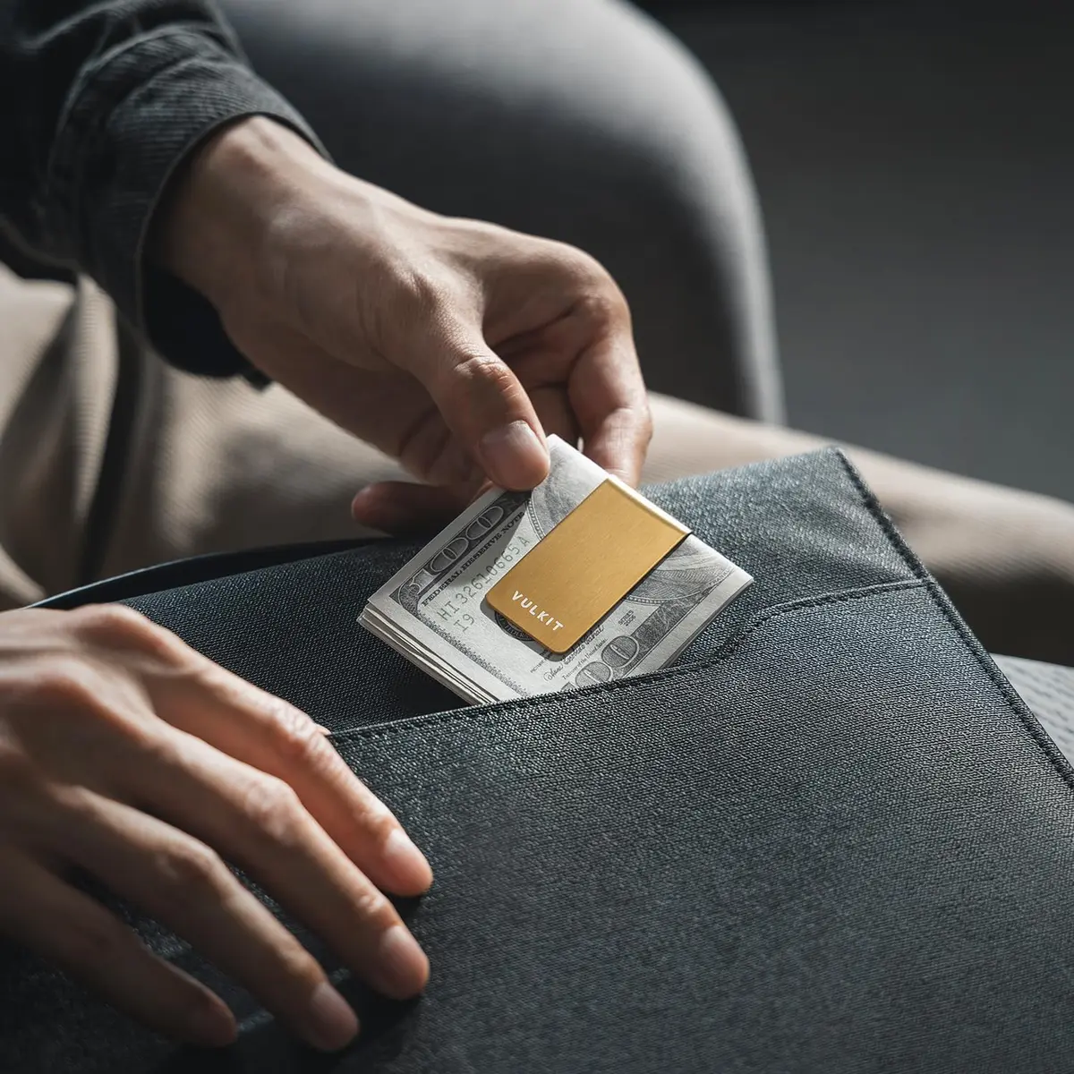 VULKIT Money Clip 2-Pack Golden Stainless Steel Cash Holder | Slim & Lightweight EDC Accessories - view 5