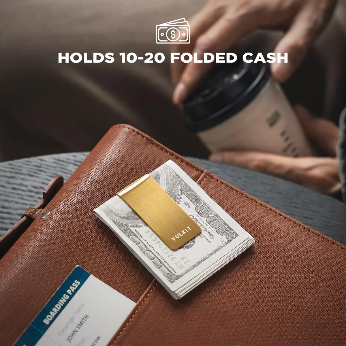 VULKIT Money Clip 2-Pack Golden Stainless Steel Cash Holder | Slim & Lightweight EDC Accessories - view 2