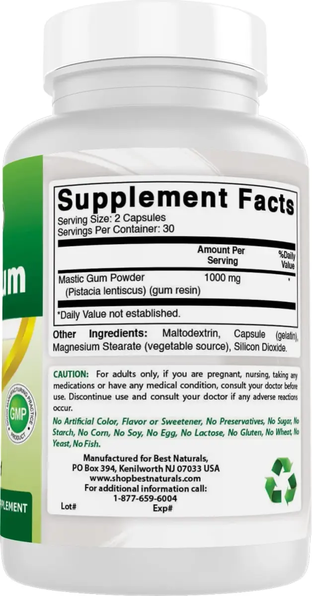 Best Naturals Mastic Gum 500 mg 120 Capsules (Pack of 2) | Supports Gastrointestinal and Oral Health - view 6
