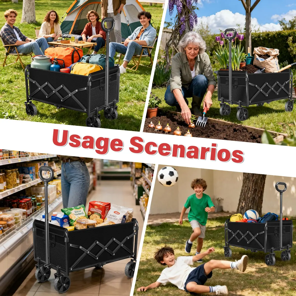 Exovyn Heavy Duty Collapsible Utility Wagon Cart 360 Lbs | Portable Garden & Beach Trolley - view 8