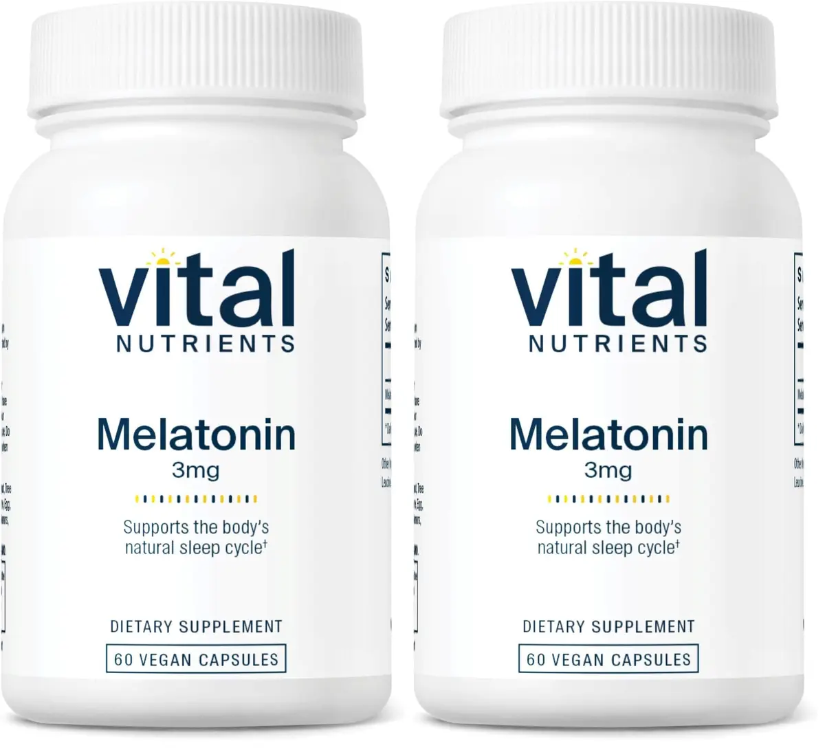 Vital Nutrients Melatonin 3mg | Vegan | Low-Dose Sleep Support Capsules (60 Count Pack of 2) for Natural Sleep - main product image
