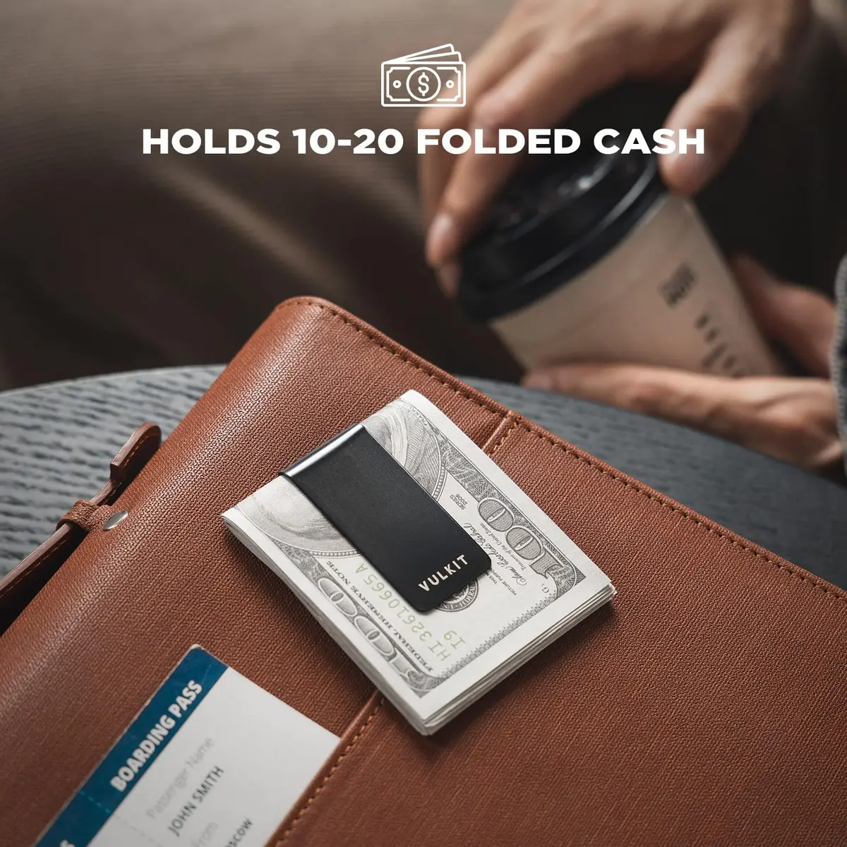 VULKIT Stainless Steel Money Clip Cash Holder with Double Clip Design | Slim & Lightweight - view 2