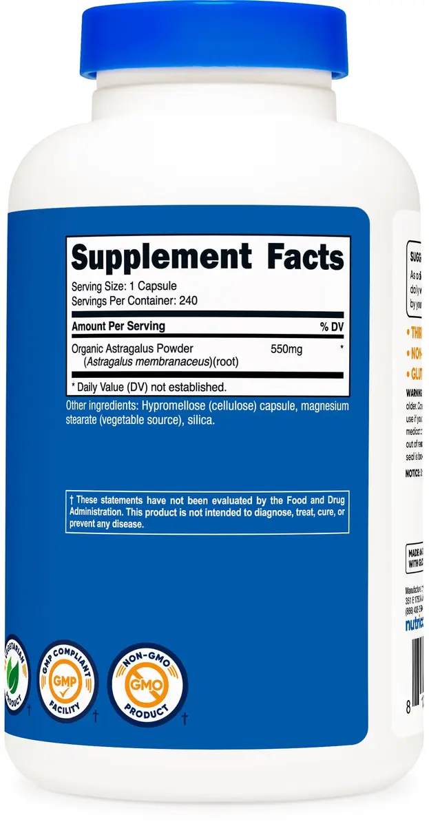 Nutricost Astragalus Capsules 550mg 240 Count (Pack of 2) | Vegetarian Herbal Supplement - view 4