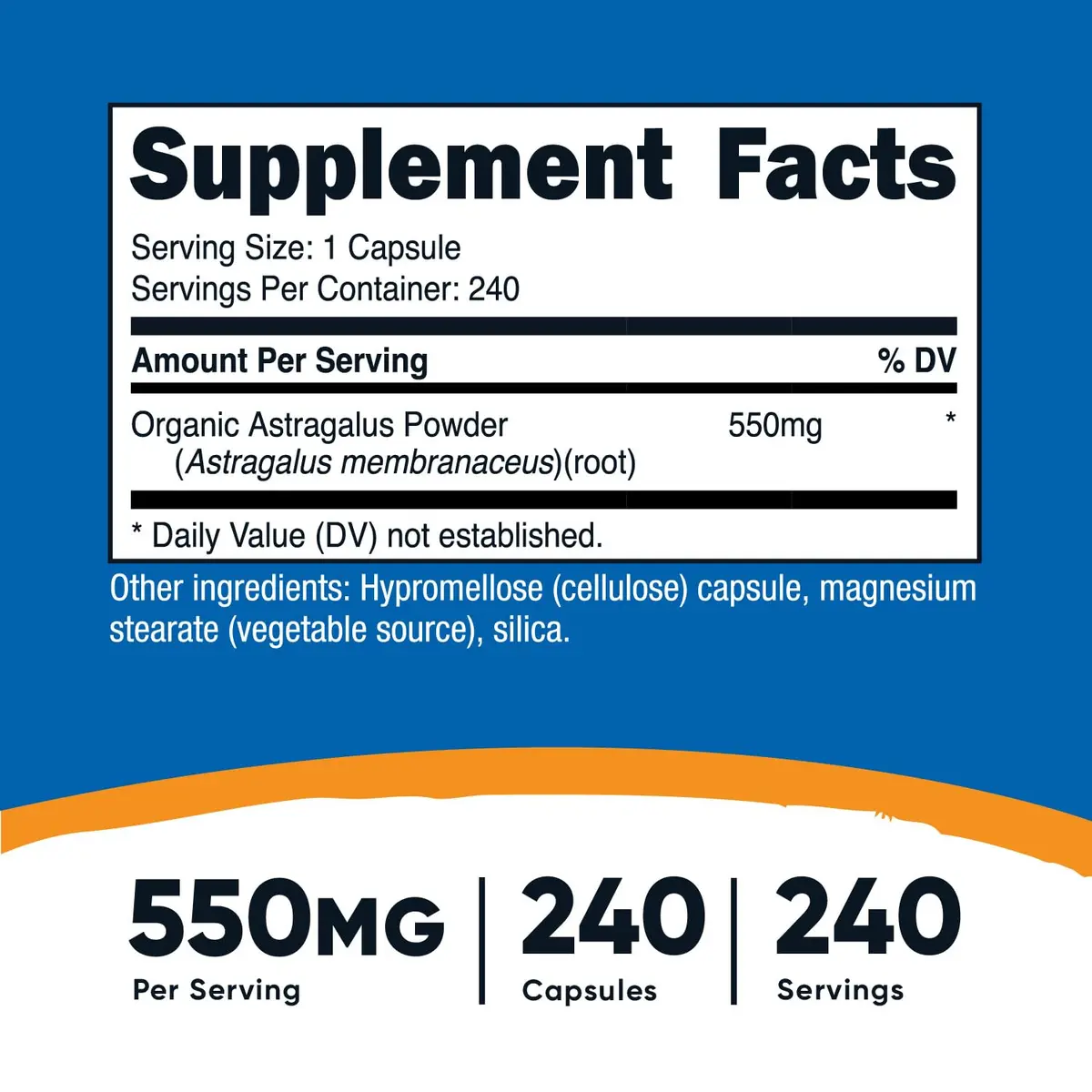 Nutricost Astragalus Capsules 550mg 240 Count (Pack of 2) | Vegetarian Herbal Supplement - view 2