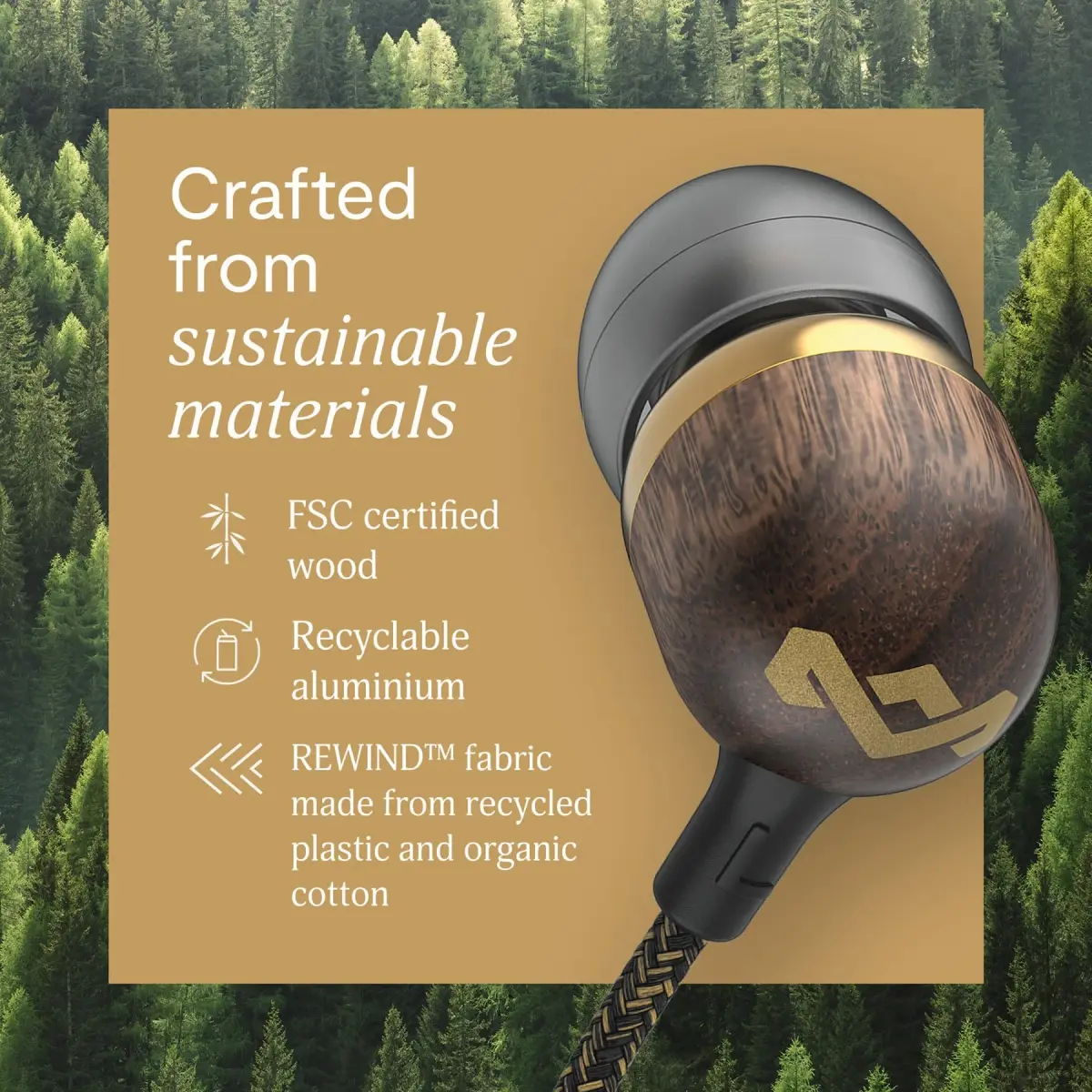 House of Marley Smile Jamaica USB-C Wired Earbuds with Microphone, 9.2mm Driver | Plug-and-Play Audio for Modern Devices - view 5