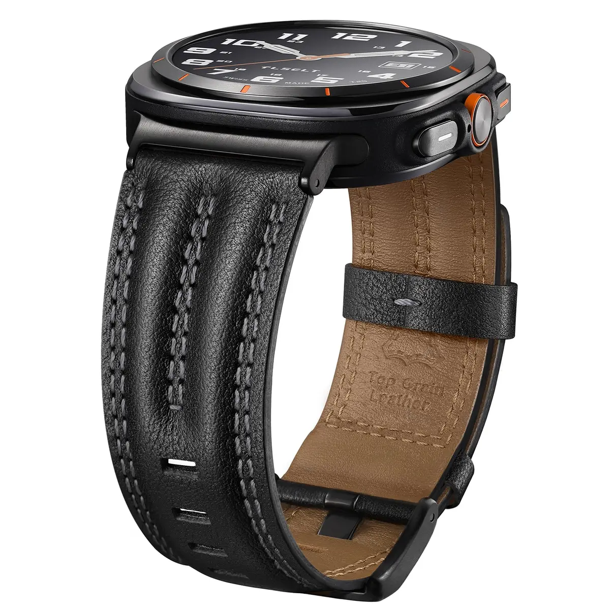 Tlselt Leather Band for Samsung Galaxy Watch Ultra 2/Ultra 47mm | Rugged Vintage Style, Durable Leather, Fits 6.2"–8.9" Wrist - main product image